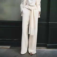 MANGO - Pantalón Recto Cinturón Mujer