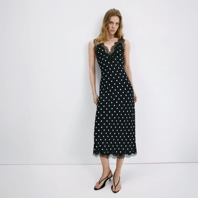 Vestido Lunares Detalle Encaje Mujer