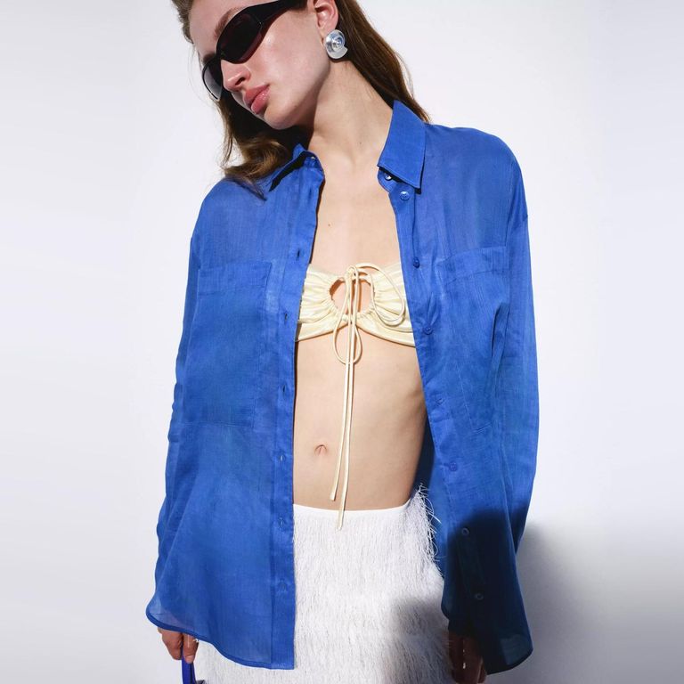 Camisa 100% Ramio Bolsillos Mujer