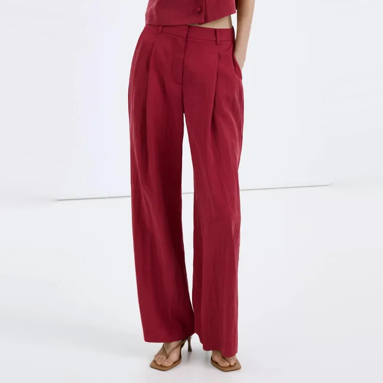 Pantalón De Lyocell De Tiro Medio Mujer