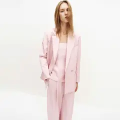 MANGO - Blazer De Traje Cruzado De Mezcla De Lino Mujer