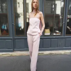 MANGO - Pantalón De Traje De Lino De Corte Recto Mujer
