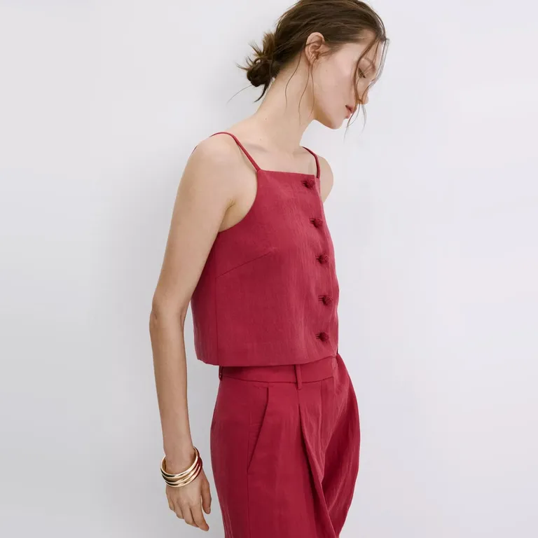 Top De Lyocell Con Botones Mujer