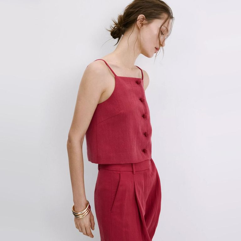 Top De Lyocell Con Botones Mujer