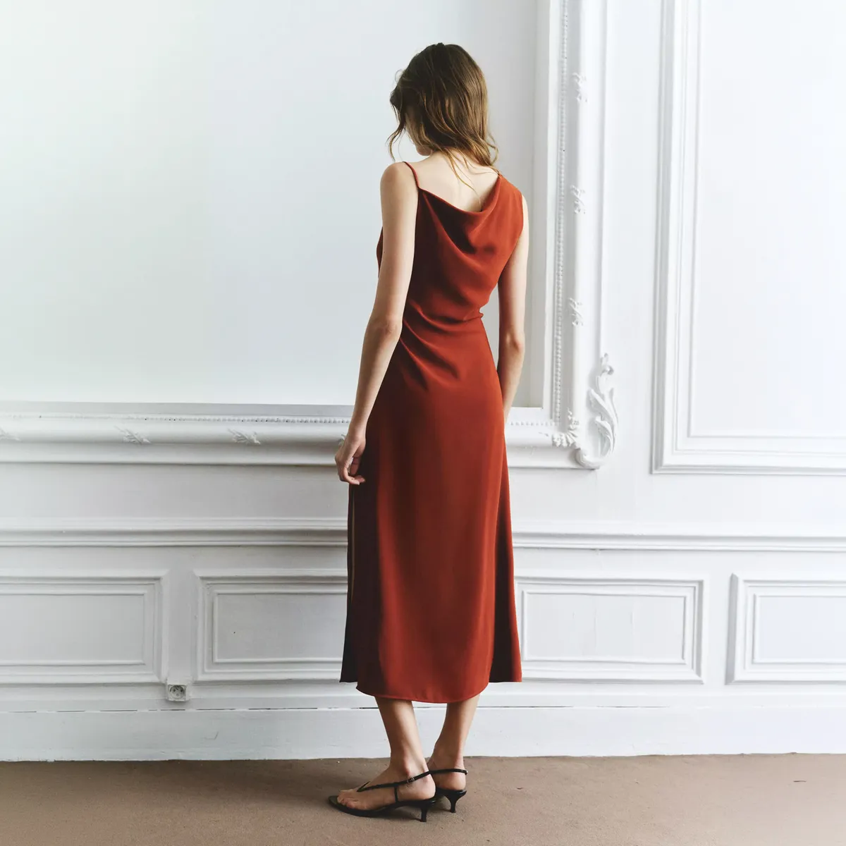 MANGO - Vestido Asimétrico Con Fruncido Lateral Mujer Mango