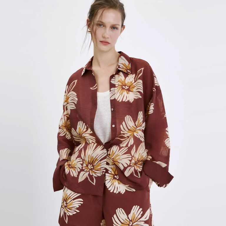 Camisa De Lyocell Estampada Mujer