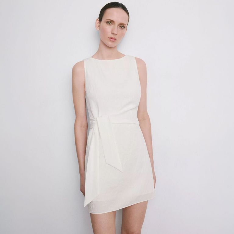 Vestido Corto Con Lazo Mujer