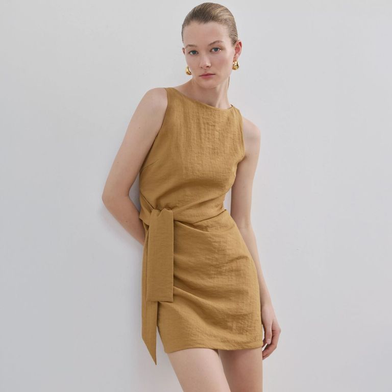Vestido Corto Con Lazo Mujer