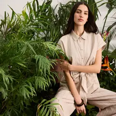 MANGO - Camisa De Lino A Rayas Mujer