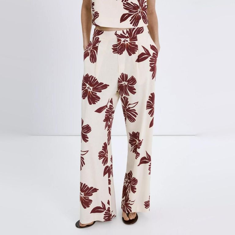 Pantalón Plisado ​​Estampado Mujer