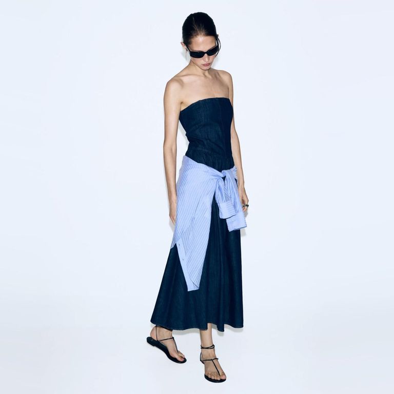 Vestido Vaquero Sin Tirantes Mujer