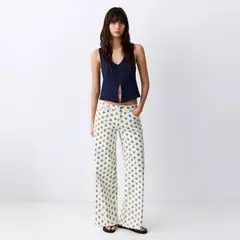 MANGO TEEN - Jeans Wideleg Estampado Mujer Mango