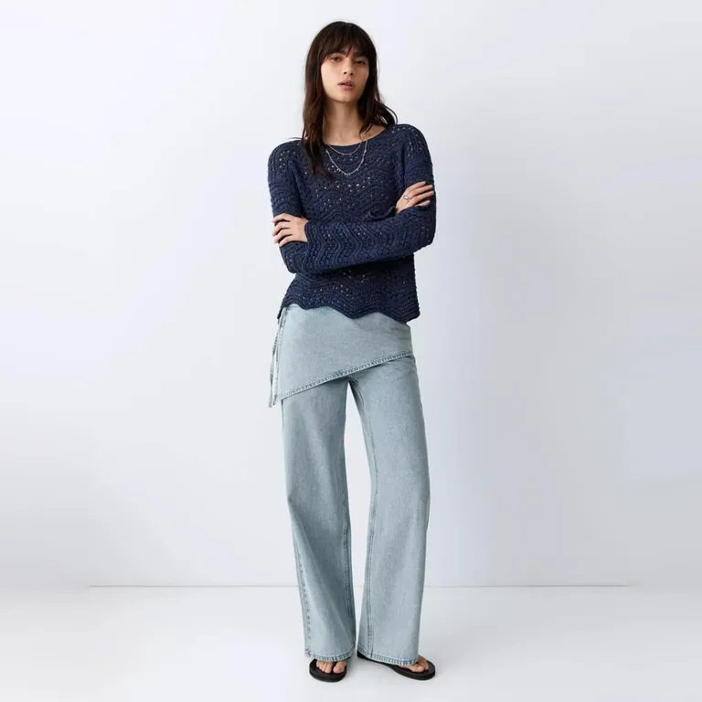 Jean Wide Leg Pañuelo Extraíble Mujer