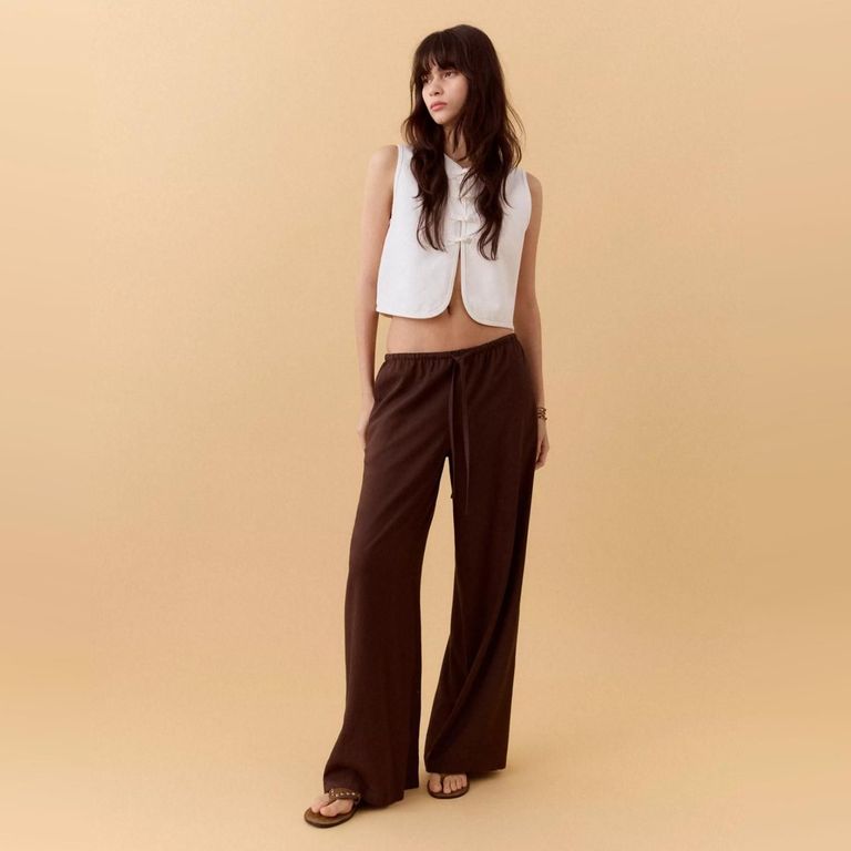 Pantalón Recto Fluido Mujer Mango