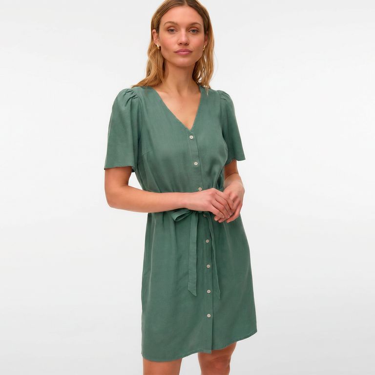Vestido Rayas Lino Mujer