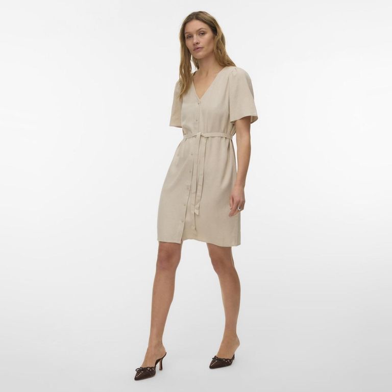 Vestido Rayas Lino Mujer
