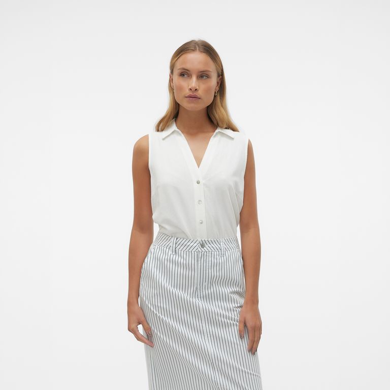 Blusa Sin Mangas Lino Mujer