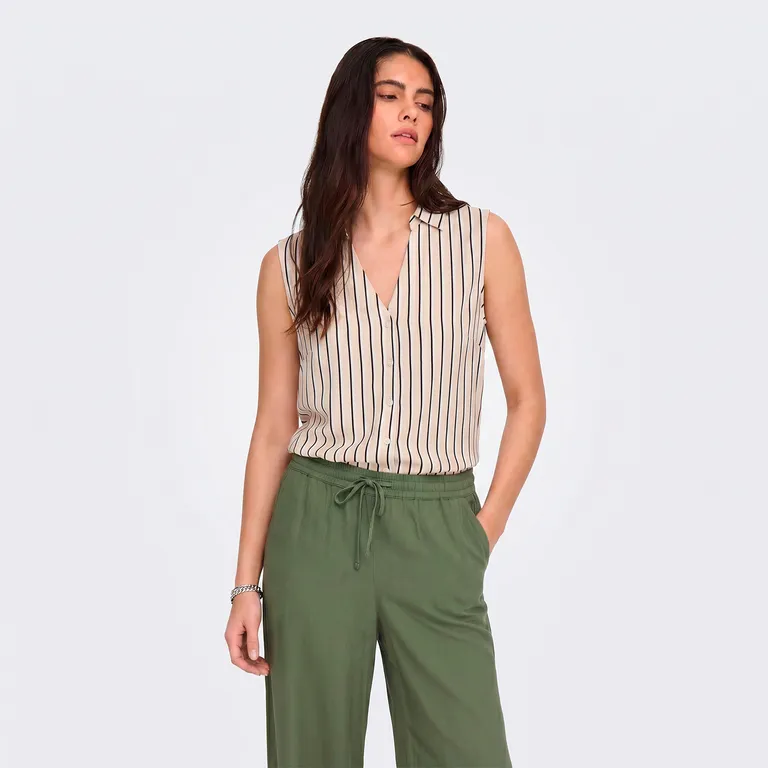 Blusa Sin Mangas Lino Mujer