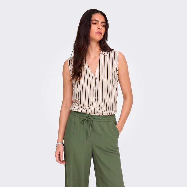Blusa Sin Mangas Lino Mujer
