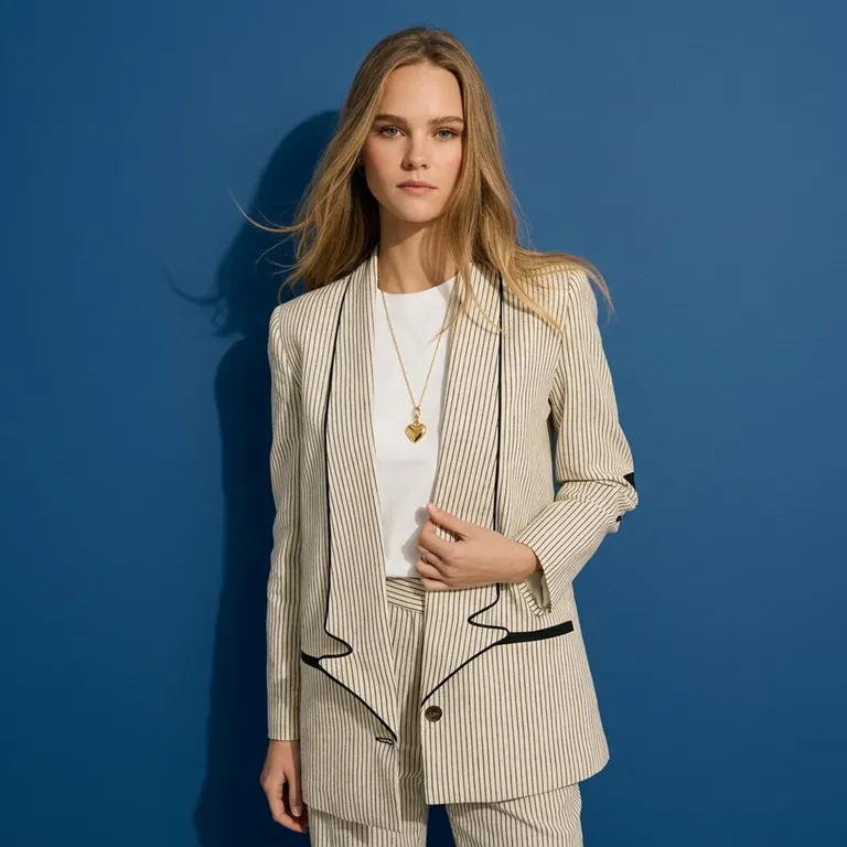 Blazer Rayas Detalle Estrella Lino Mujer