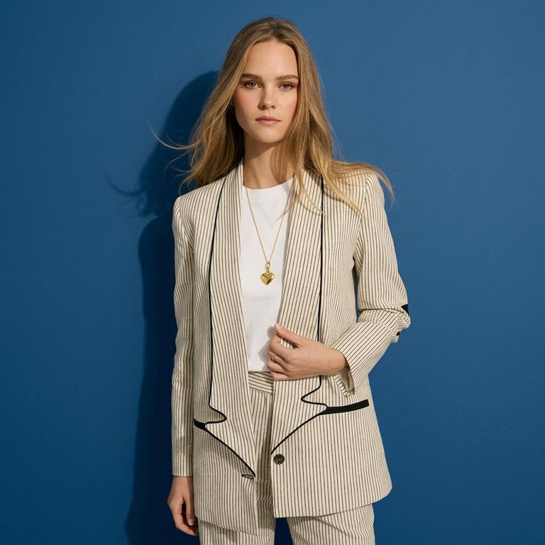 Blazer Rayas Detalle Estrella Lino Mujer