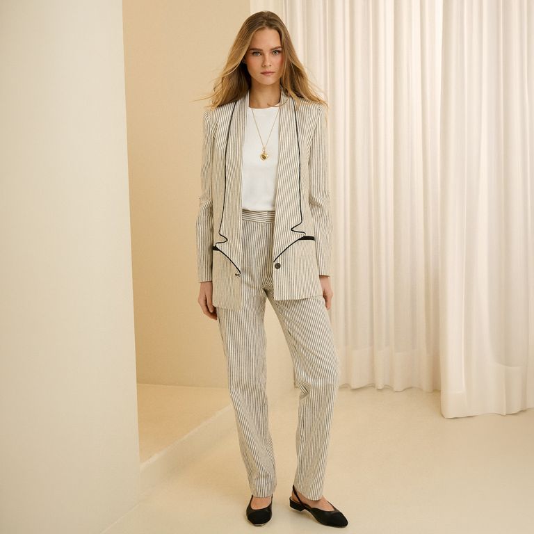 Pantalon Rayas Lino Mujer