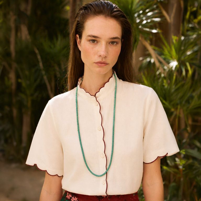 Blusa Manga Corta 100% Lino Mujer
