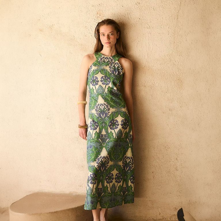 Vestido Estampado Lino Mujer