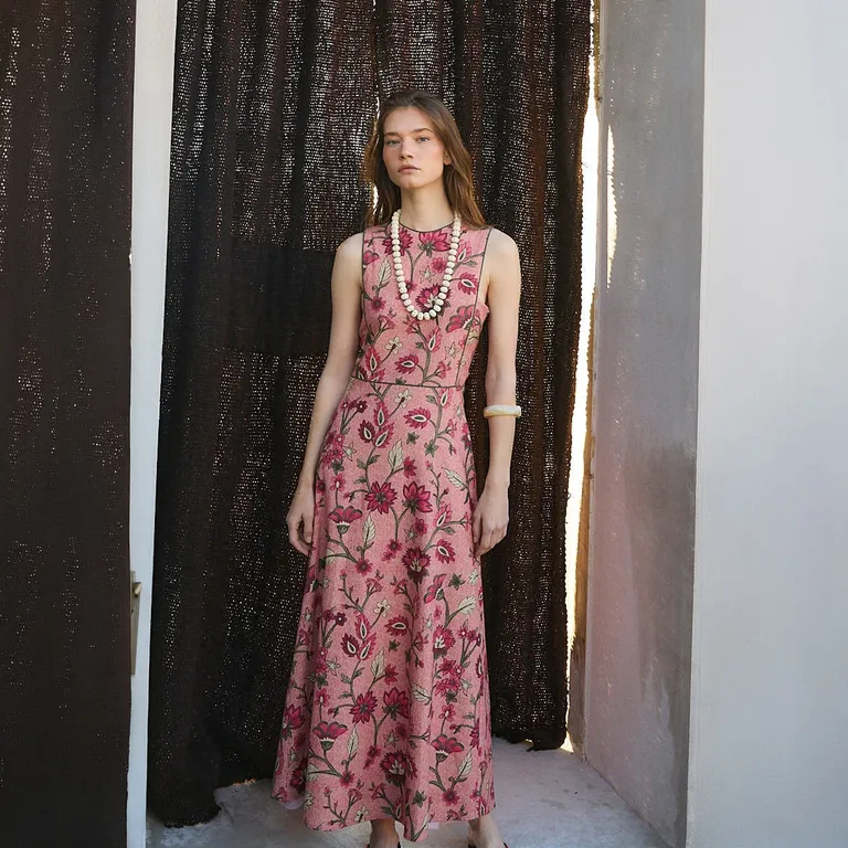 Vestido Estampado Lino Mujer