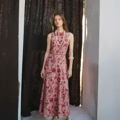 BYAN - Vestido Estampado Lino Mujer
