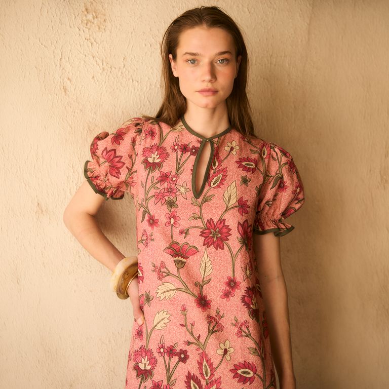 Vestido Estampado Lino Mujer