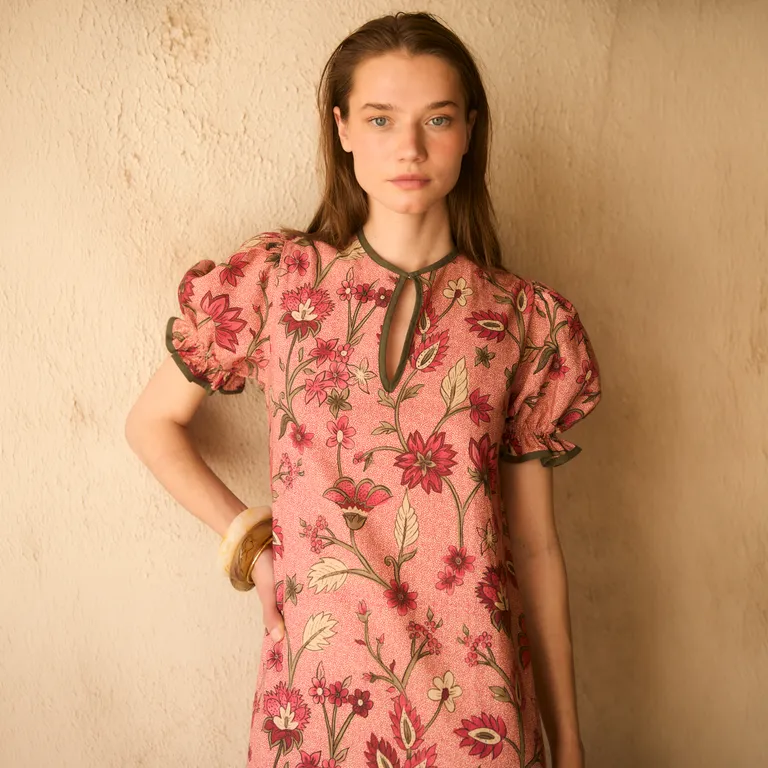 Vestido Estampado Lino Mujer