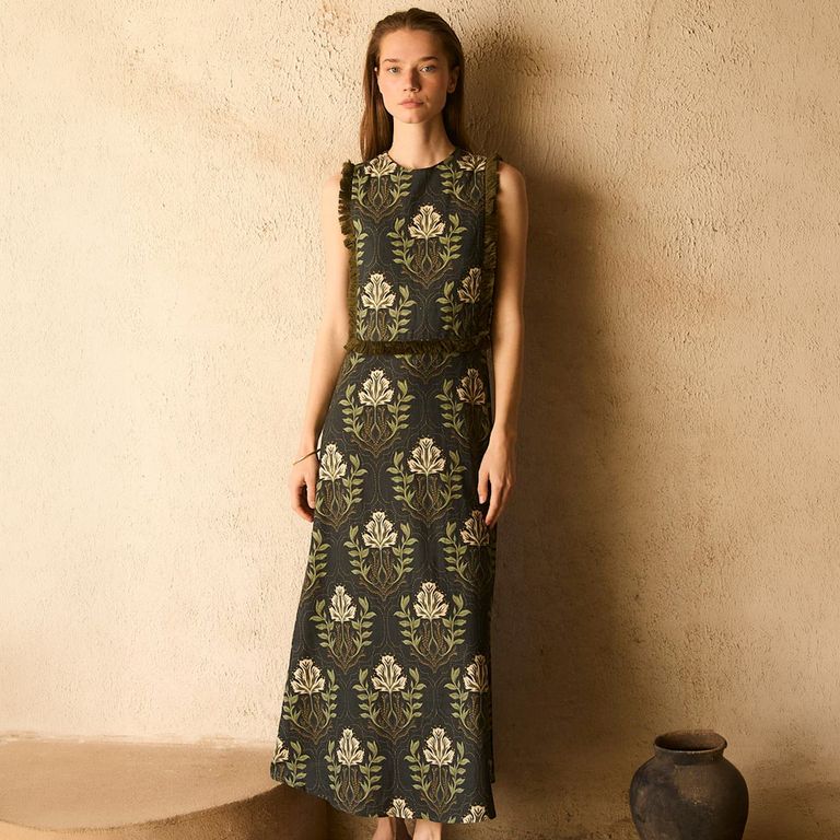 Vestido Estampado Lino Mujer