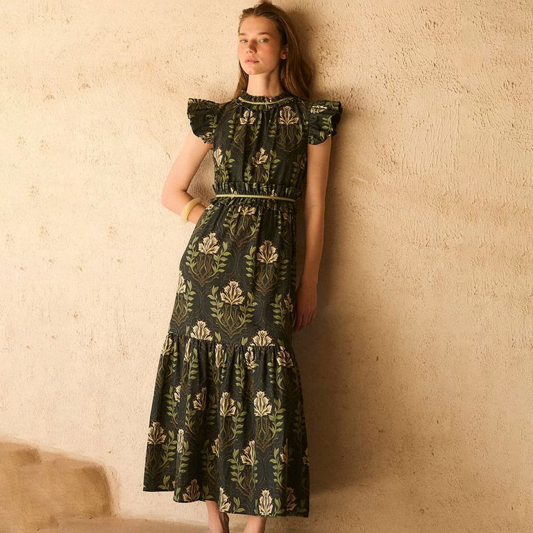 Vestido Estampado Lino Mujer