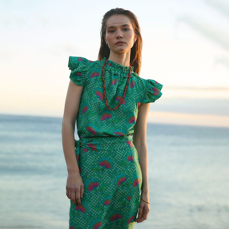 Blusa Riviera Manga Vuelos 100% Algodón Mujer