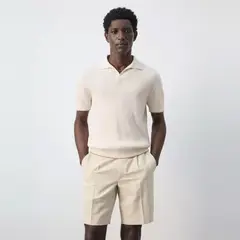 MANGO MAN - Polera De Algodón Con Ribete En Contraste Hombre