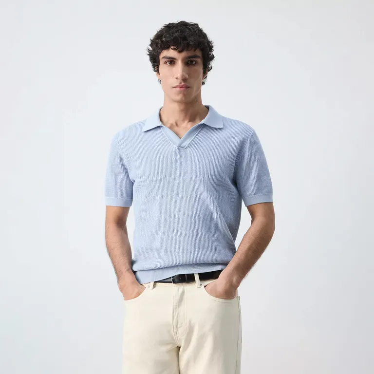 Polera Cuello 100% Algodón Punto Estructura Hombre