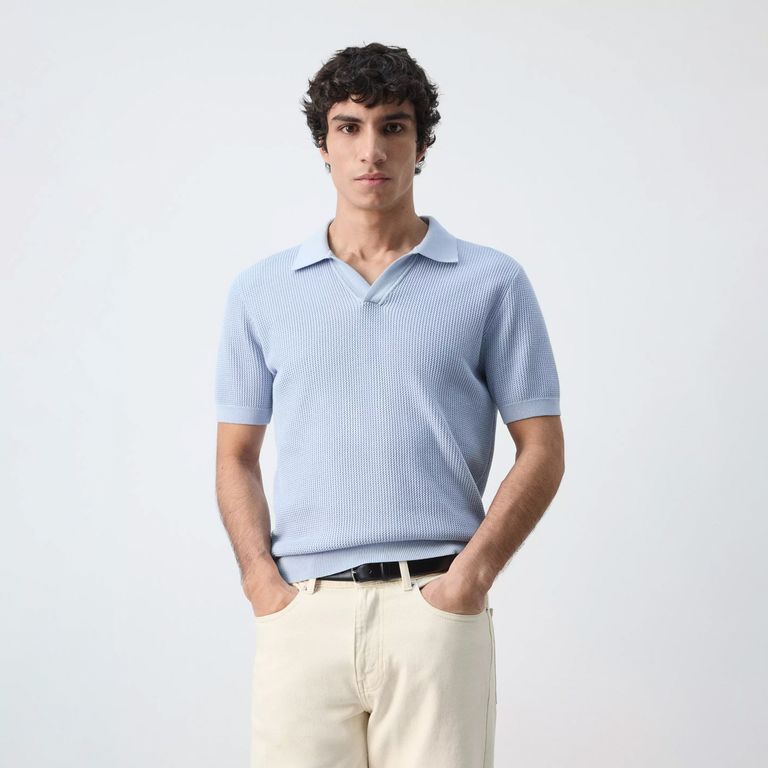 Polera Cuello 100% Algodón Punto Estructura Hombre