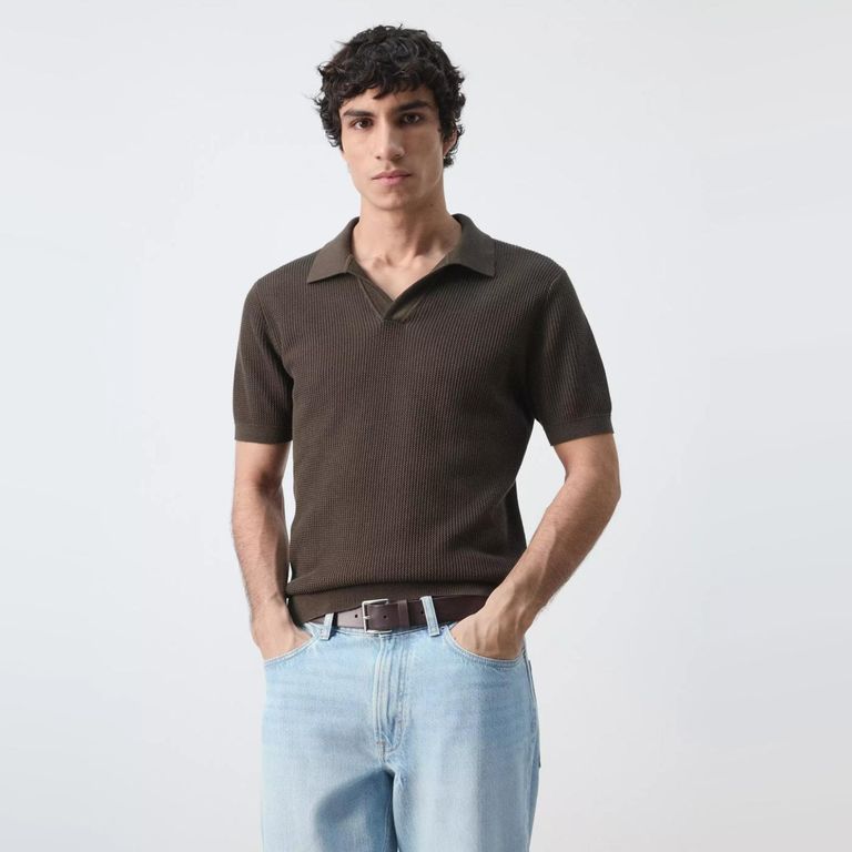 Polera Cuello 100% Algodón Punto Estructura Hombre