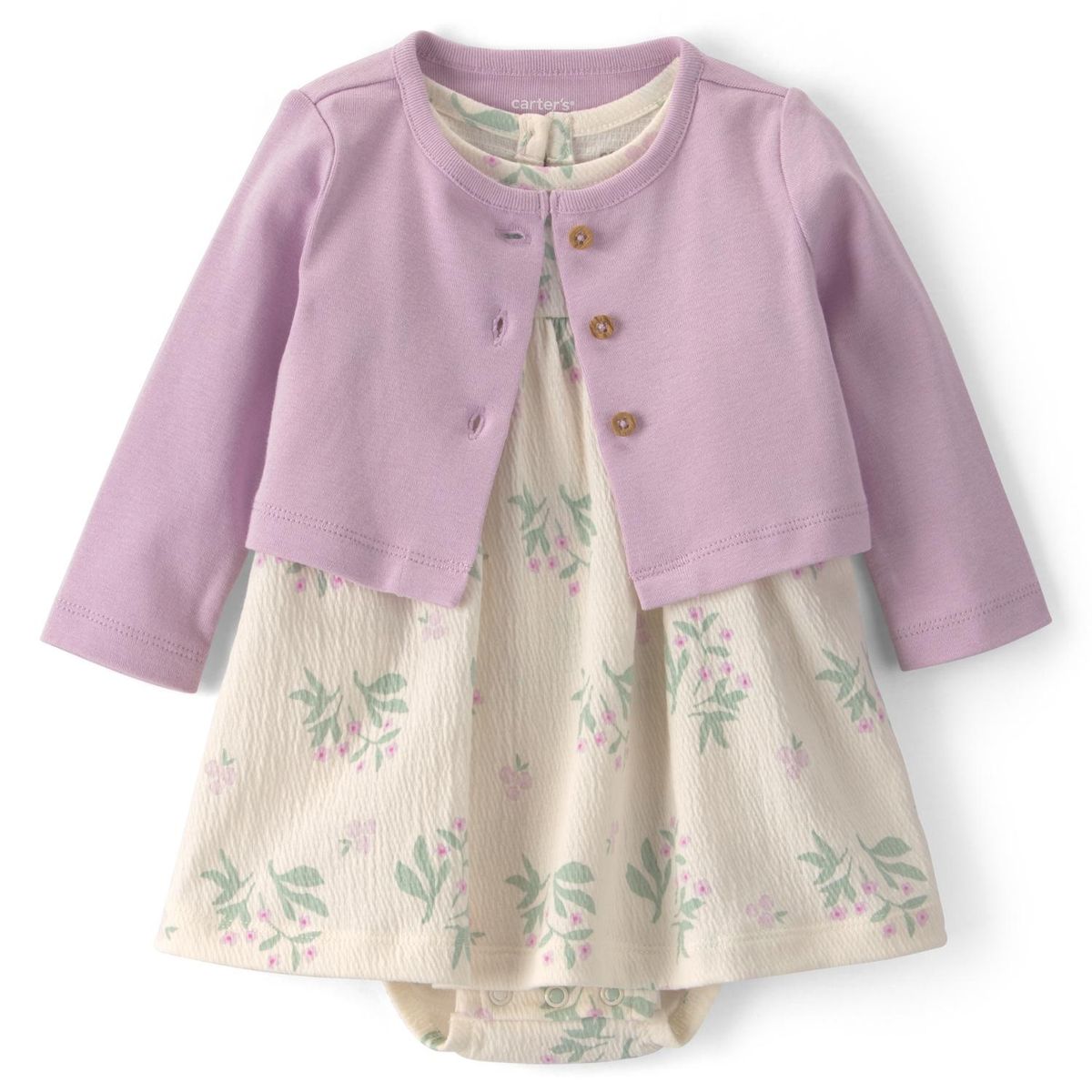 CARTER'S - Conjunto 2 Piezas Vestido Con Cubre Pañal y Chaleco Bebé Niña Carter´s
