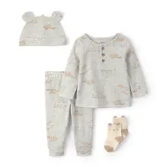 CARTER'S - Conjunto 4 Piezas Polera, Pantalón, Gorro y Calcetines Bebé Unisex Carter´s