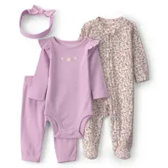 CARTER'S - Conjunto 4 Piezas Pijama, Pantalón, Body y Cintillo Bebé Niña Carter´s