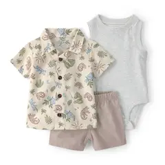 CARTER'S - Conjunto 3 Piezas Camisa, Body y Short Bebé Niño