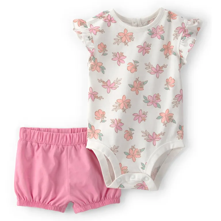 Conjunto 2 Piezas Polera y Short Bebé Niña
