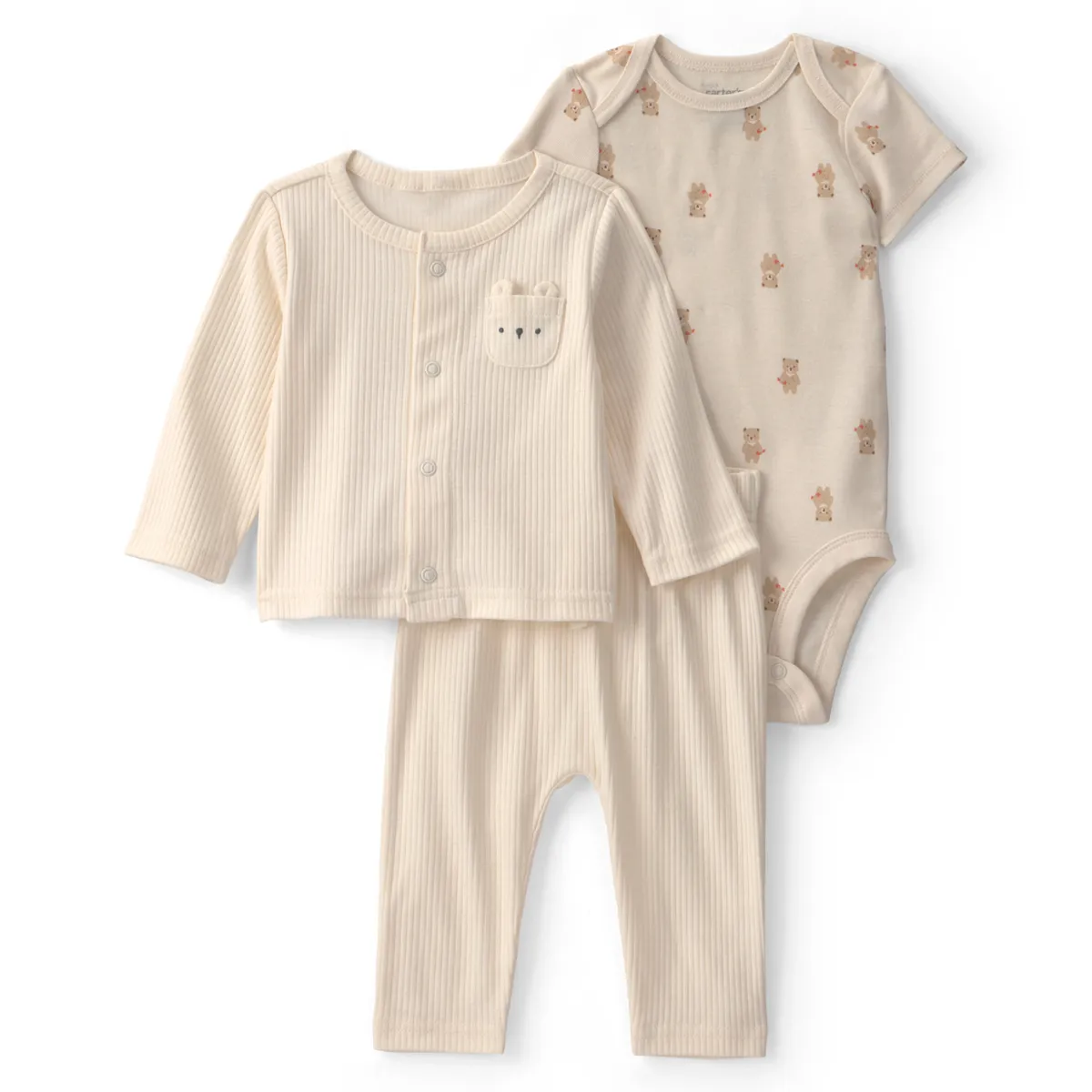CARTER'S - Conjunto 3 Piezas Pantalón, Chaleco Liviano y Body Bebé Unisex Carter's