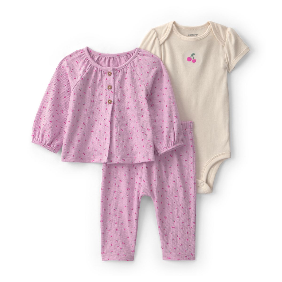 CARTER'S - Conjunto 3 Piezas Pantalón, Chaleco Liviano y Body Bebé Niña Carter´s