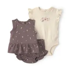 CARTER'S - Conjunto 3 piezas Blusa, Body y Short Bombacho Bebé Niña