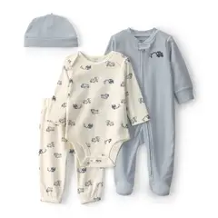 CARTER'S - Conjunto 4 Piezas Pijama, Pantalón, Body y Gorro Bebé Niño