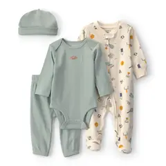 CARTER'S - Conjunto 4 Piezas Pijama, Pantalón, Body y Gorro Bebé Niño Carter´s
