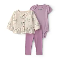 CARTER'S - Conjunto 3 Piezas Pantalón, Chaleco Liviano y Body Bebé Niña Carter´s